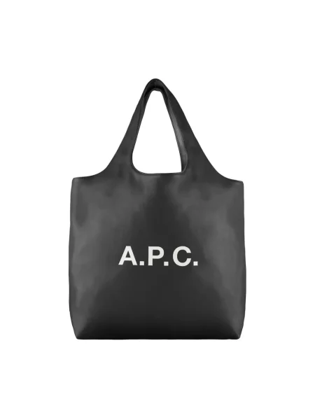 Torebka A.p.c. skórzana z nadrukiem czarna