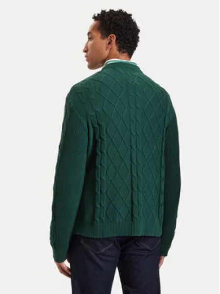Tommy Jeans Pulover Flag Temno zelena