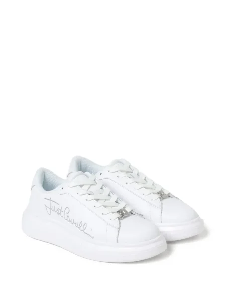 Sneakerși Just Cavalli cu autograf alb