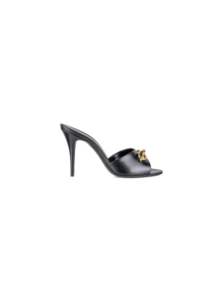 Klapki mules Saint Laurent skórzane czarne