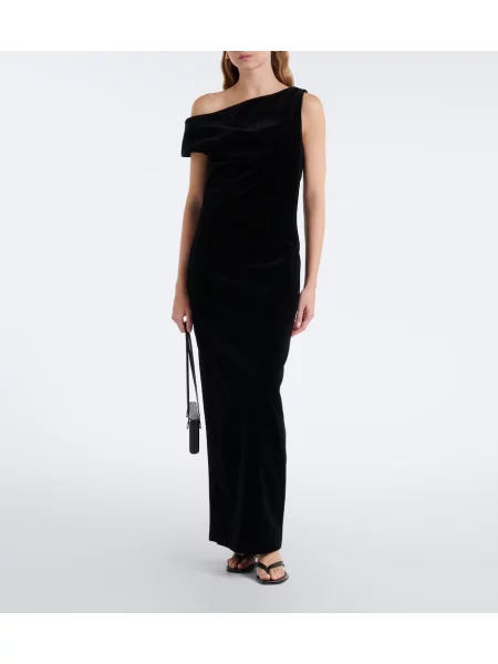 Rochie Róhe de catifea asimetrică negru