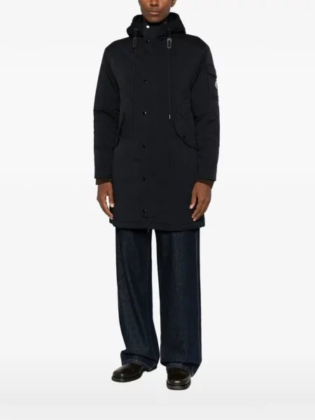 Geacă parka Moncler cu glugă albastru