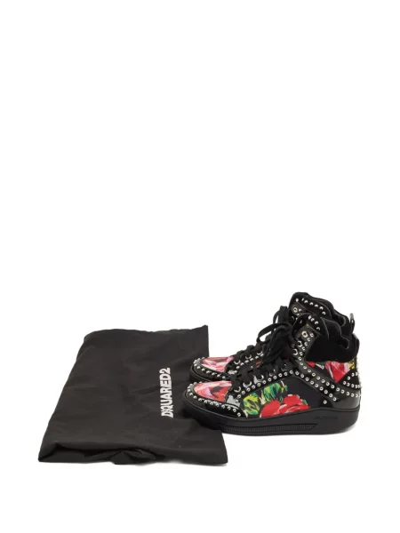 Sneakerși Dsquared2 din piele cu model floral negru