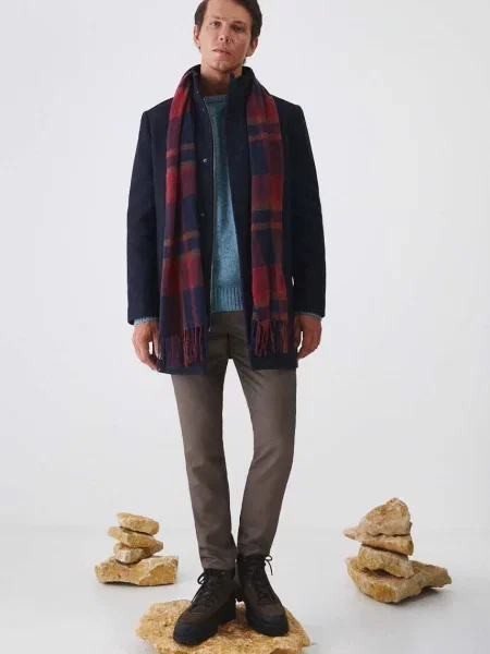 Вълнено палто Medicine преходен модел тъмносиньо