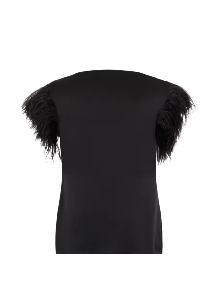 Tricou Alberta Ferretti cu pene negru