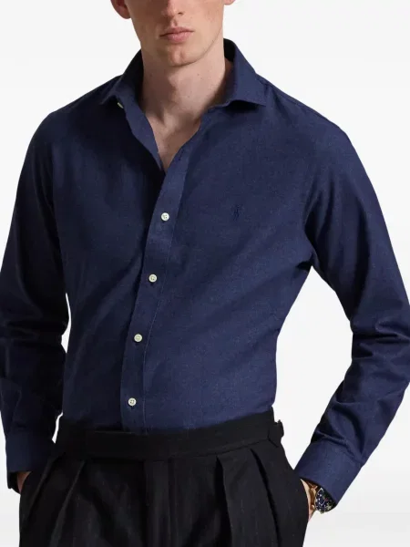 Siuvinėta pledinė marškiniai Polo Ralph Lauren ruoželis pilka