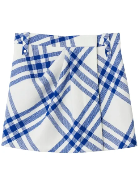 Fustă Burberry de lână în carouri alb