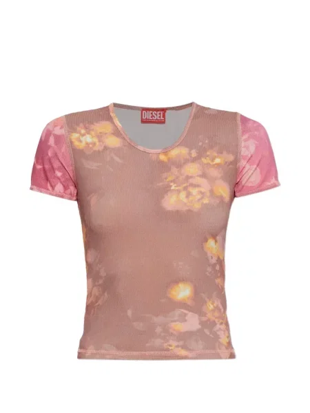 Tricou Diesel cu model floral cu imagine roz