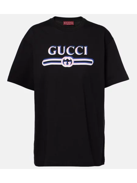 Tricou Gucci cu imagine din jerseu negru