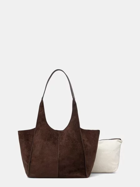 Medicine torebka shopper z imitacji zamszu brązowa