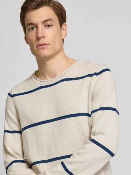 Sweter z dzianiny z prążkowanymi wykończeniami model ‘BARCOALF’ Ecoalf