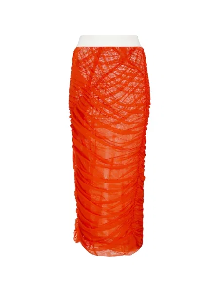 Fustă midi Dries Van Noten plasă până la genunchi portocaliu