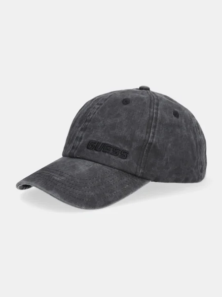Шапка с козирка Guess MERAK бежово с апликация черно