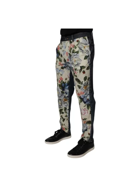 Jeansy Dolce And Gabbana w kwiatki beżowe