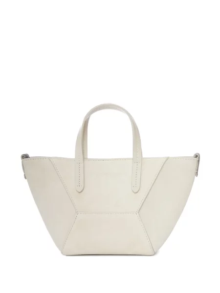 Geantă shopper Brunello Cucinelli din piele de căprioară cu imprimeu geometric