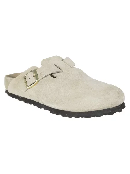 Klapki Birkenstock skórzane beżowe