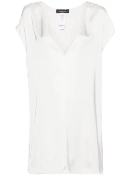 Satynowa tunika Fabiana Filippi bez rękawów biała