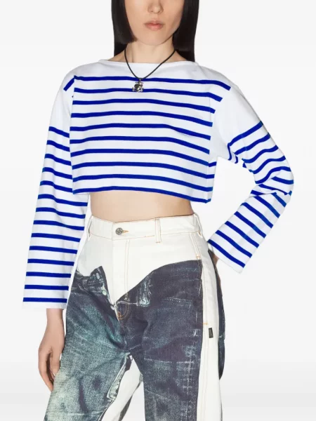 Decupat top Jean Paul Gaultier cu dungi alb