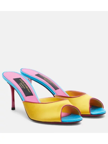 Papuci tip mules Dolce&gabbana din satin galben