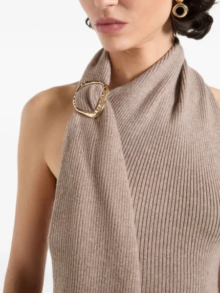 Top Manière De Voir cu gât halter maro