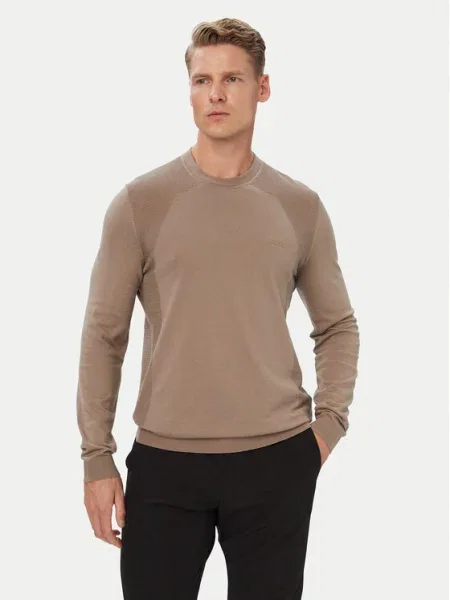 BOSS Sweter KN_Momentum ciemny beżowy