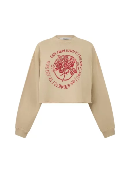 Krótka bluza Golden Goose z nadrukiem beżowa