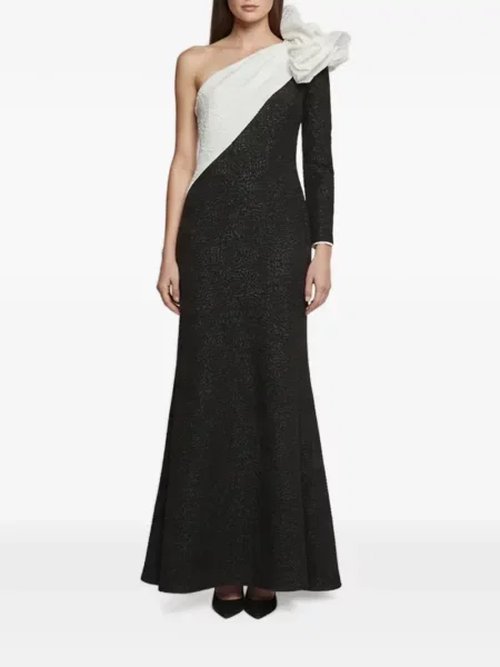 Rochie maxi Tadashi Shoji cu funde cu un umăr gol negru