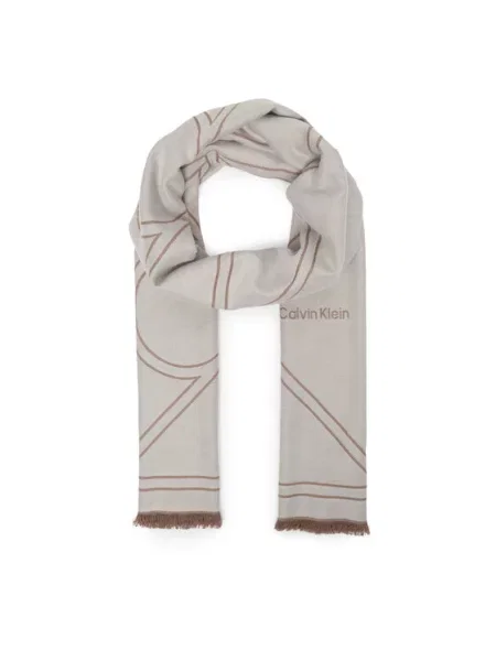 Calvin Klein Šal Emblem Repeat Lw Shawl W Fringes bijela
