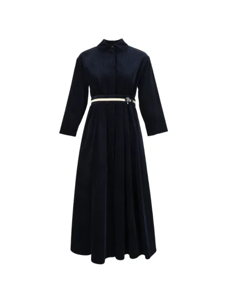 Manšestrové opásaný midi šaty 's Max Mara modré