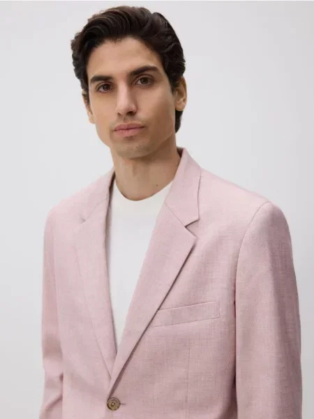 Reserved Блейзер приталеного крою пастельний рожевий
