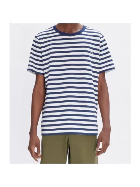 A.P.C. t-shirt t-shirt standard apc brode raye męski granatowy wzorzysty niebieska