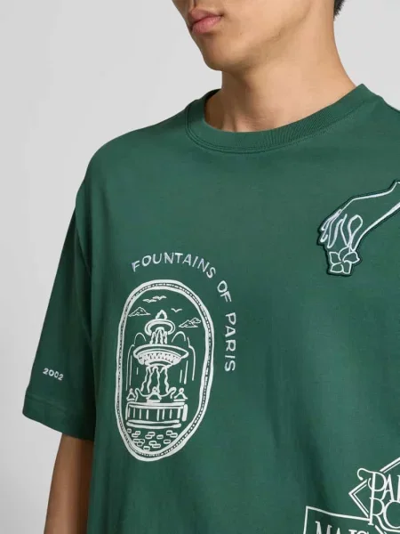 Oversized t-shirt z bawełny ekologicznej Maison Kitsune zielona