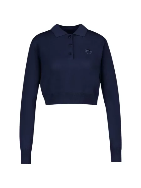 Lung tricou polo Marine Serre tricotate albastru