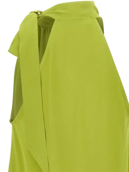 Bluzka z wiązanym dekoltem Kaos z kokardką z dekoltem halter zielona