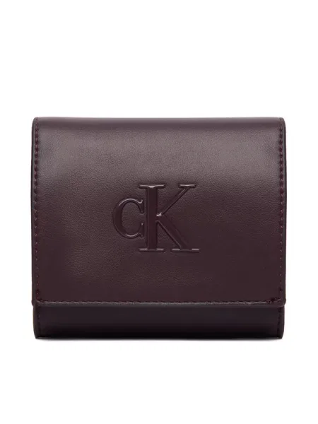 Calvin Klein Portfel Bold Ck Medium Bifold Bordowy