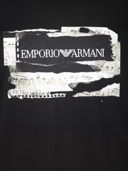 Тениска Emporio Armani с принт черно