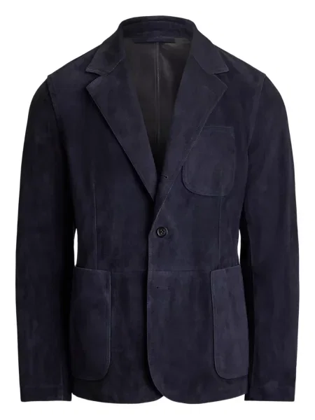 Sacou Ralph Lauren Purple Label din piele de căprioară albastru