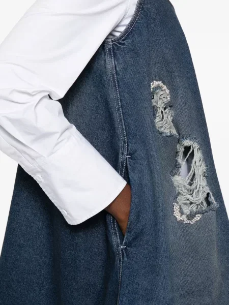 Rochie din denim Simone Rocha zdrențuiți de costum albastru