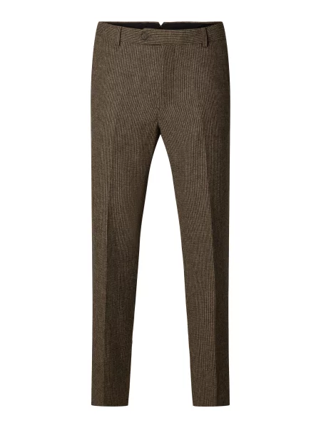 SELECTED Pantaloni cu dungă SLHReed coniac / închis maro