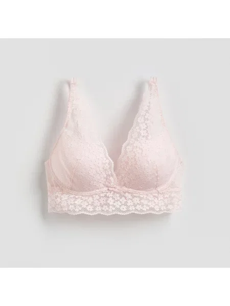 Reserved Krajková push-up podprsenka pastelově růžová