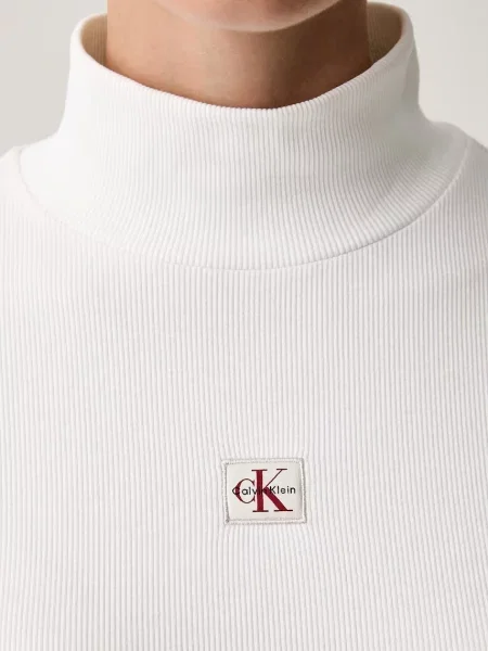 Calvin Klein Jeans блуза с дълги ръкави дамска с бяло