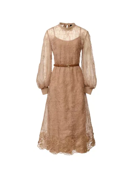 Cu centură rochie midi Fabiana Filippi din dantelă