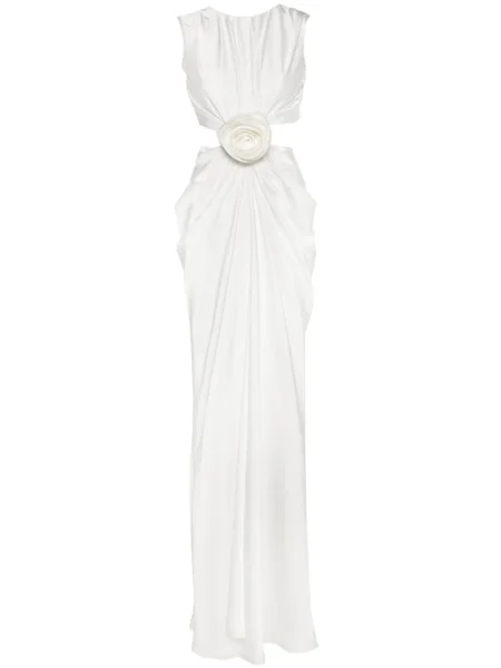 Rochie maxi Ana Radu cu model floral de costum alb