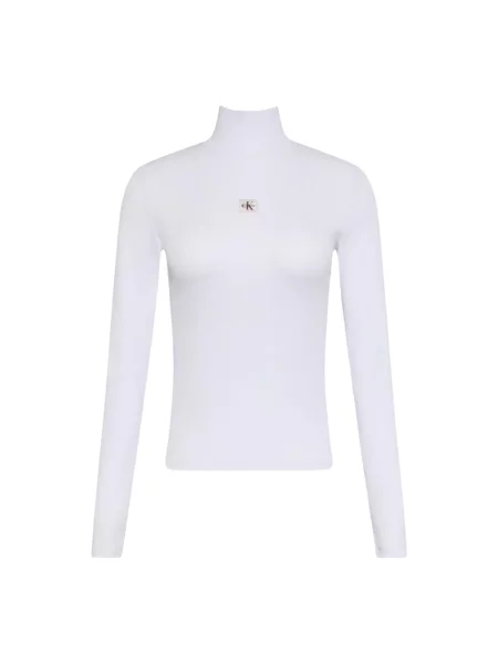 Sweter z golfem Calvin Klein Jeans do golfa biały