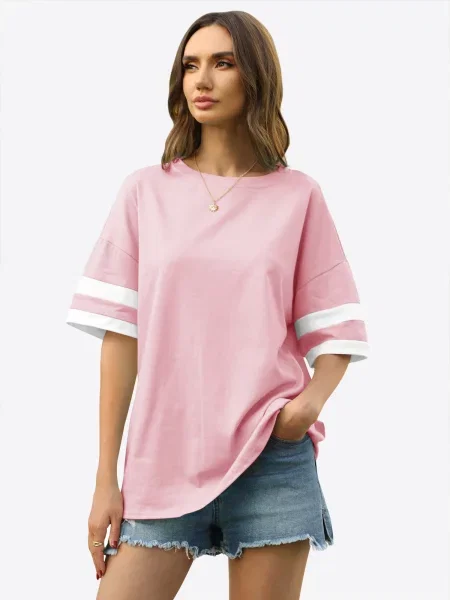 Imily Bela Tricou roz deschis alb