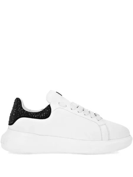 Sneakerși Philipp Plein cu platformă de cristal alb