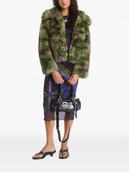 Palton de blană Desigual cu blană verde