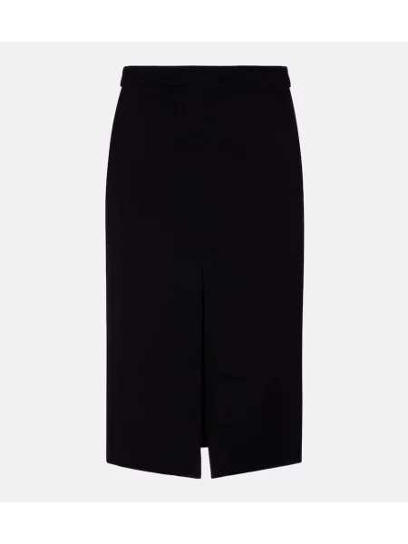 Fustă midi Dolce&gabbana cu talie înaltă de lână până la genunchi negru