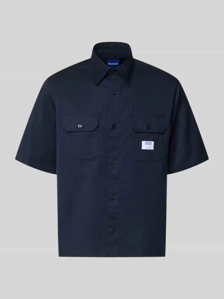 Koszula casualowa o kroju relaxed fit z czystej bawełny model EKYNO' Hugo Blue niebieska