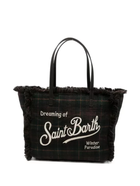 Kockás shopper táska Mc2 Saint Barth rojtokkal barna